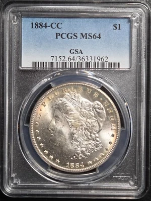 Beautiful 1884 CC Morgan Silver Dollar "GSA" PCGS Graded MS64 - Image 1 of 4