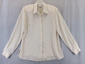 Chaus Hemd Damen Petite 8 creme schwarz Streifen Langarm Knopfleiste Bluse - Bild 1 von 18