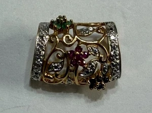 Colgante Omega Slide Vintage Plata Esterlina Zafiro Natural Rubí y Esmeralda - Imagen 1 de 7