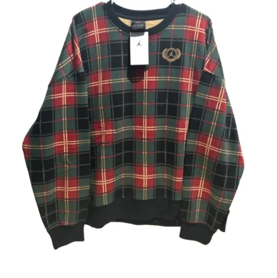 Nike Air Jordan Red Plaid Pullover Sweatshirt Women's Sz XL Brooklyn Fleece NEW - Image 1 of 4