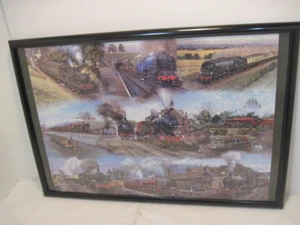 OLD COMPLETE R/R TRAIN JIGSAW PUZZLE HOBBIE FRAMED - Picture 1 of 4