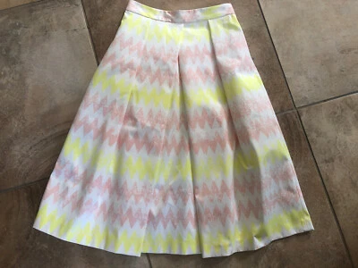 Falda midi completa línea A a rayas Chevron rosa amarillo XS para mujer 1.state XX Foto 1 de 4