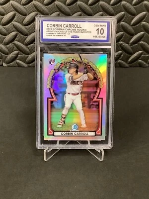 2023 Bowman Chrome REFRACTOR Corbin Carroll ROY Favorites Gem Mint 10 - Image 1 of 2