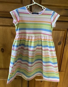 Lands End Girls Size 5 Striped Cotton Summer Play Dress With Pockets - Picture 1 of 3