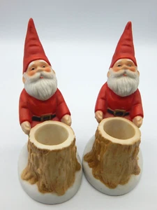 Vtg 1990s Forest GNOME w/ Tree Stump for PILAR Candle Toothpick Holder - CF160 - Picture 1 of 7