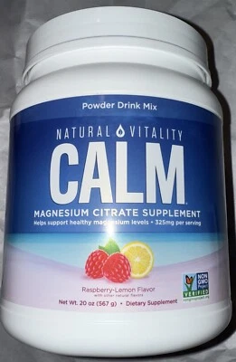Polvo mineral de citrato de magnesio Natural Vitality Calm - 20 oz EXP 10/2026/2027 Foto 1 de 4