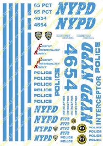 Décalcomanies NYPD du 1:18 au 1:87, Maquette, Slotracing, Mini Z - Photo 1/1