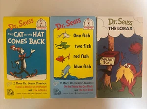 Lot 3 DR. SEUSS VHS - CAT in HAT COMES BACK , ONE FISH TWO FISH & THE LORAX - Picture 1 of 4