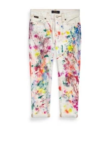 POLO RALPH LAUREN Girls ASTOR SLIM BOYFRIEND PAINT SPLATTER JEANS SIZE 12 - Picture 1 of 1