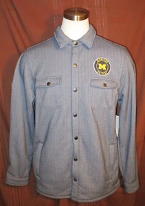 Michigan Wolverines Men's Button Snap Lined Jacket, Blue, Colosseum, Size L, New - Picture 1 of 7