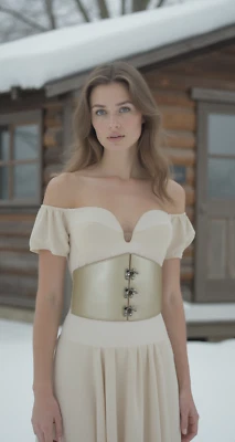 Women Elastic Gold Beige Wide Waistband Champagne Belt Hook Buckle Fit Size S M - Image 1 of 4