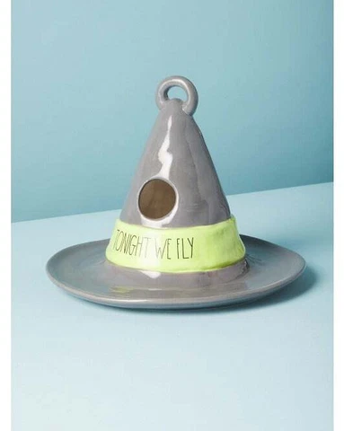 RAE DUNN 8x10 Tonight We Fly Witch Hat Birdhouse Halloween Decorations NEW Cover