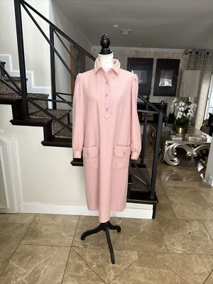 Bill Blass From I. Magnin 70s Pink Woven Wool Oversized Swing Coat Dress Size 10 - Image 1 of 4