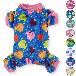 Dog Pajamas Jumpsuit Soft Warm Fleece Cute Pet Clothes Small Medium Pet XXS - L - Picture 1 of 13