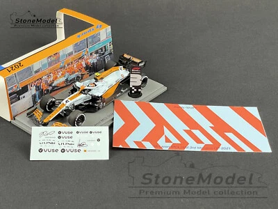 Mclaren F1 MCL35M 4 Lando Norris Monaco 2021 Spark 1:43 + Decal &Background Card - Image 1 of 4
