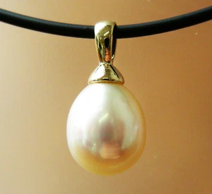 AUST GOLD 12.2mm! SOUTH SEA PEARL 100% UNTREATED+18CT SOLID Y GOLD PENDANT+CERT - Picture 1 of 1