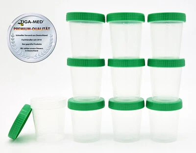 Urinbecher 125ml | Probenbecher mit Schraubdeckel | beschriftbar | graduiert - Bild 1 von 4