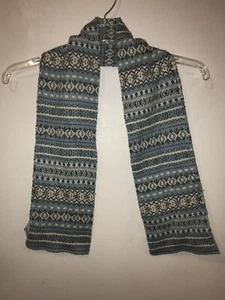 Old Navy Scarf Girls Blue Gray Snowflakes Knit Fair Isle Acrylic 48x6 in *Flaws - Picture 1 of 7