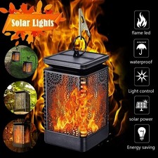 96LED Solar Lantern Lights Dancing Flame Waterproof Outdoor Hanging Lantern Flic