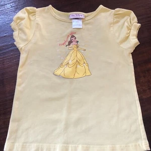 VTG Walt Disney Princess Beauty & The Beast Belle Girls Size 6 Yellow Top - Picture 1 of 7