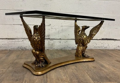 Винтажный итальянский Regency неоклассический стиль стеклянный верхний кофе коктейльный столик - Изображение 1 из 4