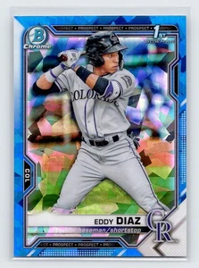 2021 Bowman - Zaffiro Eddy Diaz #BCP-33 (RC) Colorado Rockies - Foto 1 di 2