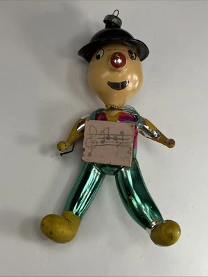Vintage De Carlini Hobo Clown Glass Christmas Ornament Italian Handblown - Image 1 of 4