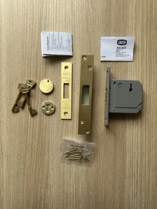 Union C-Series 3G114E BS 5 Lever Deadlock 80mm Polished Brass Finish - Picture 1 of 5