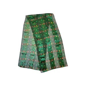 Grün Weihnachten Seide Feel Rechteck Schal Bäume Strümpfe Lebkuchen 14 x 60,5 - Bild 1 von 8