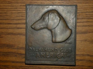 Vintage Dachshund Club Of American Bronze Metal Dog Plaque Katherine Weems Lane - Picture 1 of 11