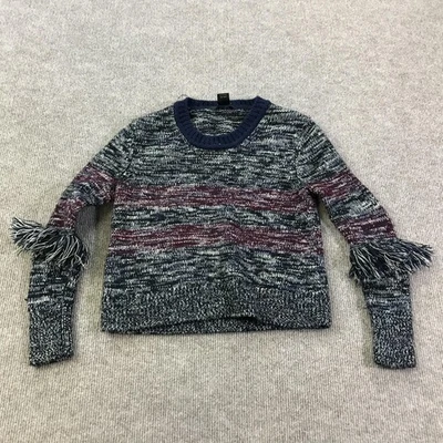 Suéter Scoop NYC para mujer mediano multicolor manga con flecos 100 % lana tejido cuello redondo Foto 1 de 4