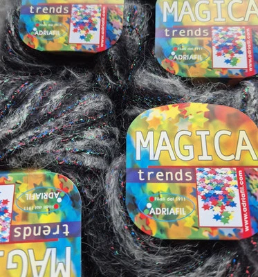 250g ADRIAFIL Magica Mohair Lacegarn Grau Schwarz Glitzer Viskose Stricken  - Bild 1 von 4