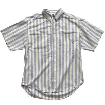 VTG 80s Guess Jeans Georges Marciano Striped Button Down Shirt M USA Purple Wht - Image 1 of 4