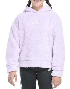 Adidas Big Girls Fleece Hoodie Regular|Large (14)| Purple & Metallic - Picture 1 of 4