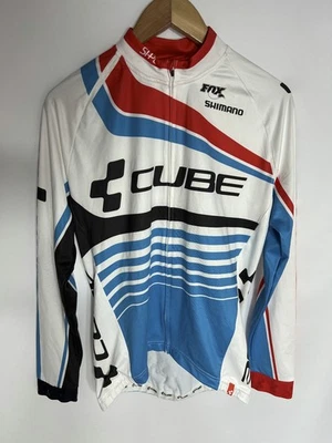 CUBE Cycling Jersey Teamline Long Sleeve | Men's | White/Blue/Red | Medium - Image 1 of 4