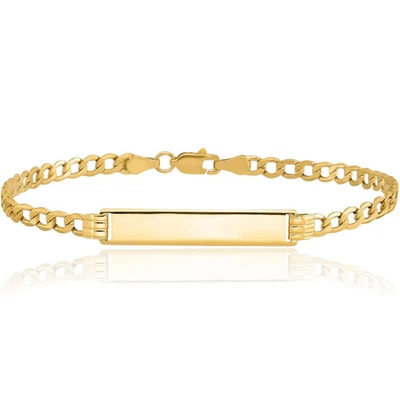 14K Solid Yellow Gold Cuban ID Bracelet - Image 1 of 4