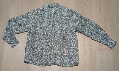 Blusa Top De Colección Años 80 100% Seda Estampado Leopardo Guepardo Marrón Tostado Negra M Foto 1 de 4