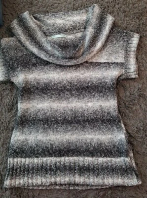 Maurices SZ L Cowl Neck SS Sweater Gray/Black~Acrylic/Wool/Cotton~ - Изображение 1 из 4