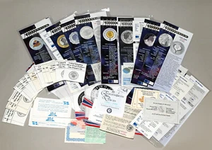 World Coins Certificates (CoA) mostly issued by Royal Mint No coins Lot of 100 - Picture 1 of 4