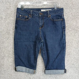 DKNY Jeans Womans size 10 Long Jean shorts 5 pockets Cuffed legs - Picture 1 of 12