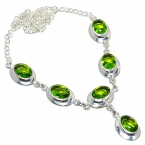 Green Peridot Gemstone Handmade 925 Sterling Silver Jewelry Necklaces Sz 18" - Picture 1 of 1