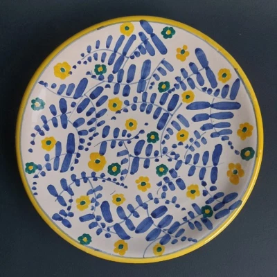 1944 Piatto Maiolica  Ceramica F.A.M.A - Ascoli Piceno Matricardi Fiori dipinti - Immagine 1 di 4