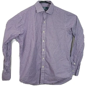 Camisa Polo Ralph Lauren Para Hombres Con Botones Mediana Púrpura A Cuadros Manga Larga - Imagen 1 de 5