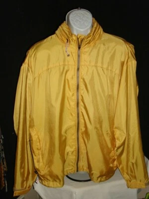 RARE VTG. BILL KHAKIS YELLOW POLY MESH LINED W/HIDE-AWAY HOOD FULL ZIP JACKET XL - Image 1 of 4