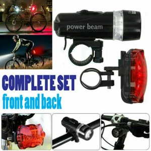 Waterproof 5 LED Lamp Bike Bicycle Front Head Light + Rear Safety Flashlight Set - Picture 1 of 11