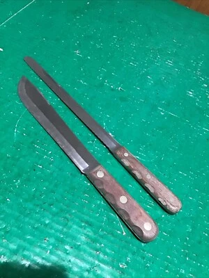 (2) Vintage Case XX  231- 8" / 242-9 1/2" Stainless Butcher Bread Knife USA - Изображение 1 из 4