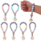 Wristlet Key Rings Wristband Wrist Key Chain Bracelet Keychain Silicone Beads UK