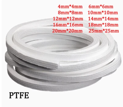 1M Gland Packing /rope/braided PTFE Sizes 4-25mm Rope Shaft seal Oil Free Type - Image 1 of 4