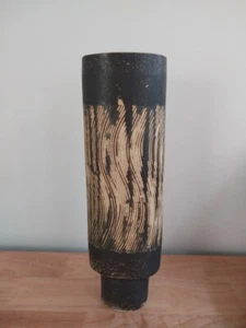 Vintage Brutalist Double Mouthed Glazed Stoneware Ikebana Vase, Signed With Chop - Picture 1 of 15