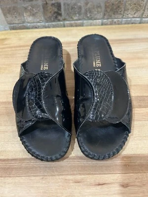 Sandalia Deslizable Ajustable Paola Mujer La Plume Cuero Cocodrilo/Patente Negra Talla 38 Foto 1 de 4